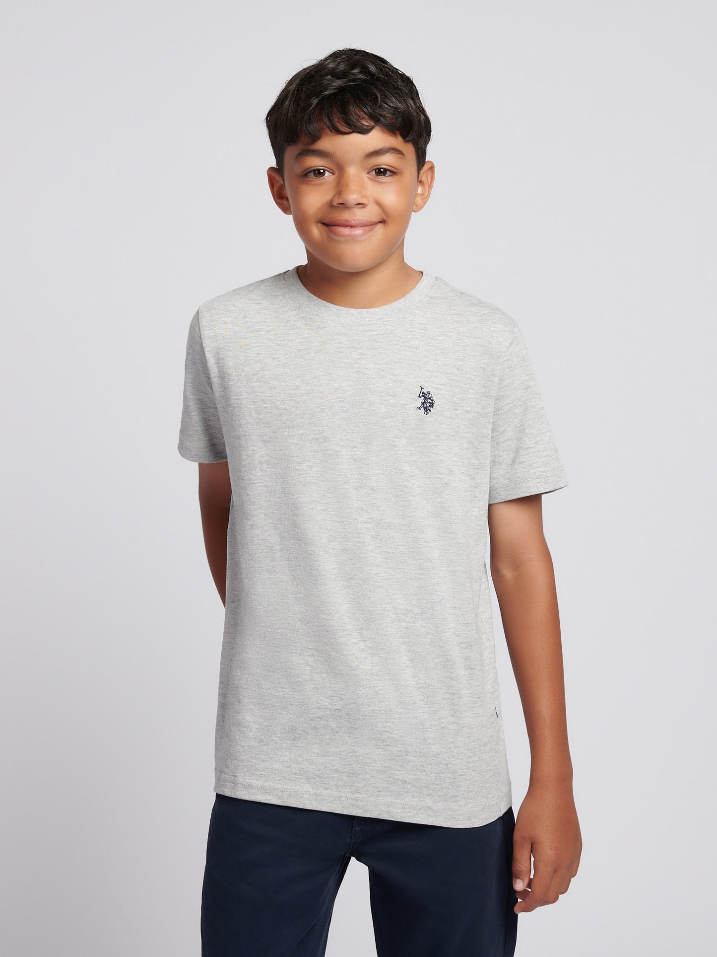 Boys USPA Back Graphic T-Shirt in Mid Grey Marl