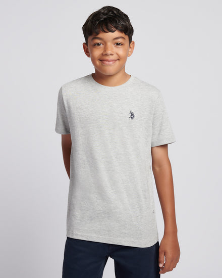 Boys USPA Back Graphic T-Shirt in Mid Grey Marl