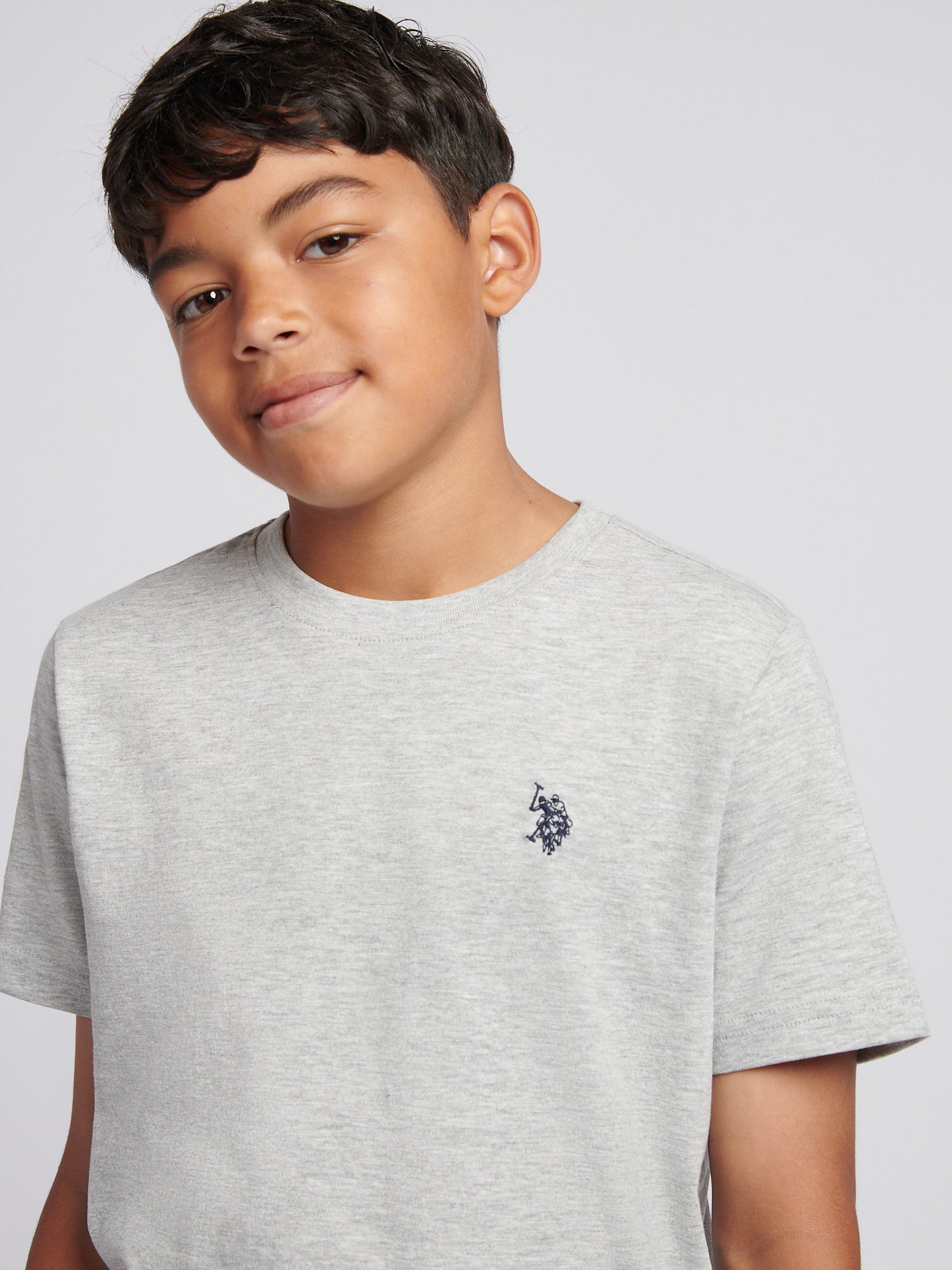 Boys USPA Back Graphic T-Shirt in Mid Grey Marl