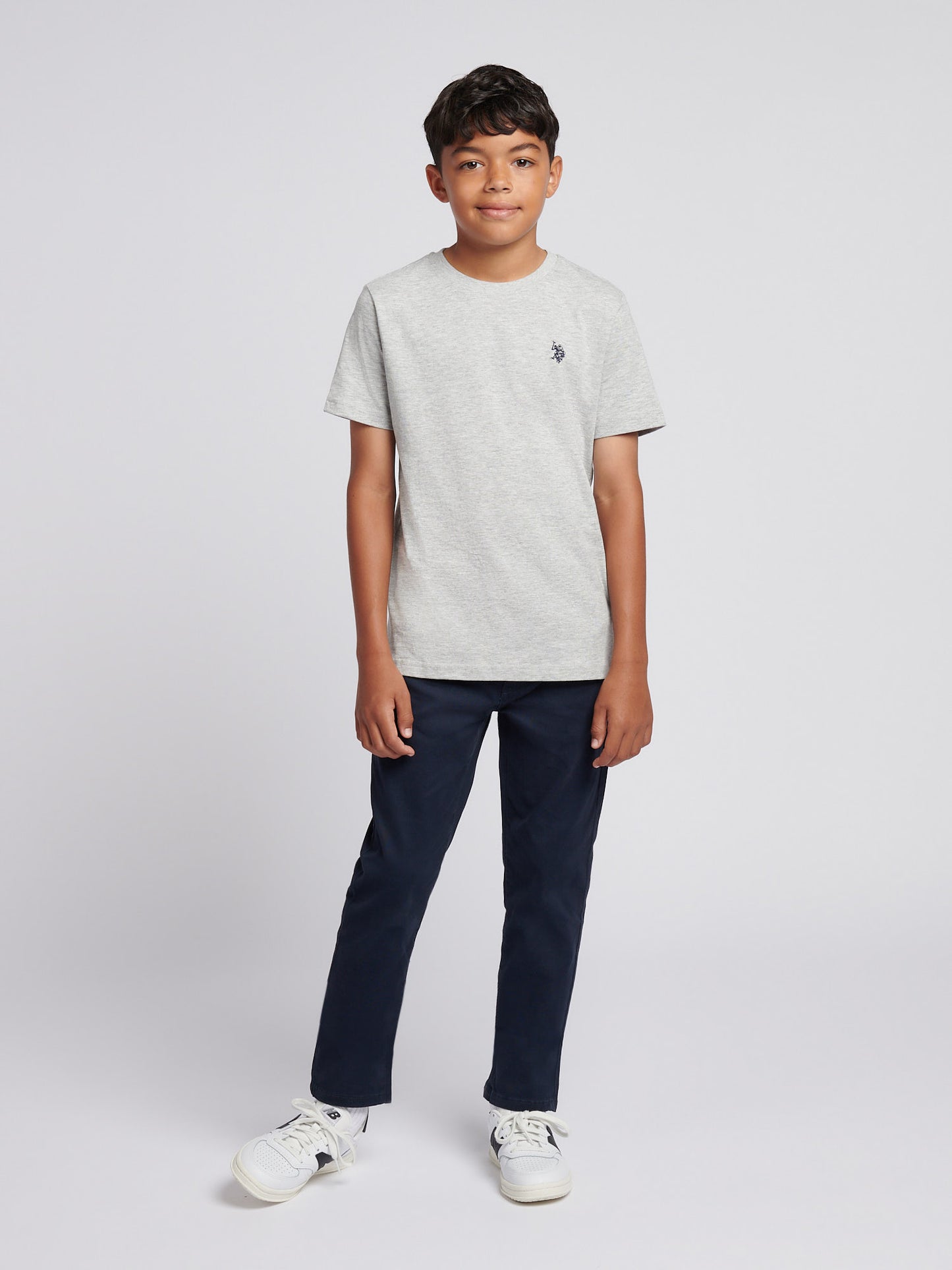 Boys USPA Back Graphic T-Shirt in Mid Grey Marl