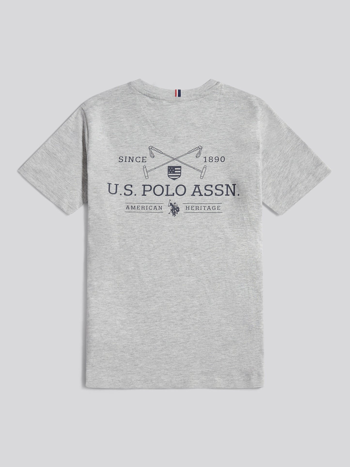 Boys USPA Back Graphic T-Shirt in Mid Grey Marl