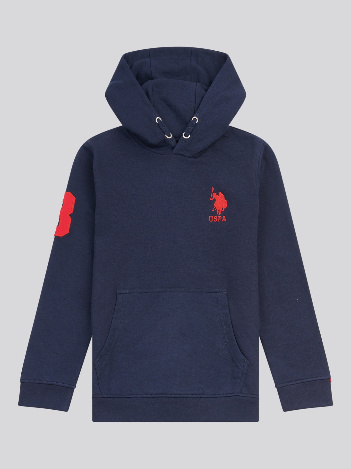 Boys Player 3 Hoodie in Dark Sapphire Navy / Haute Red DHM