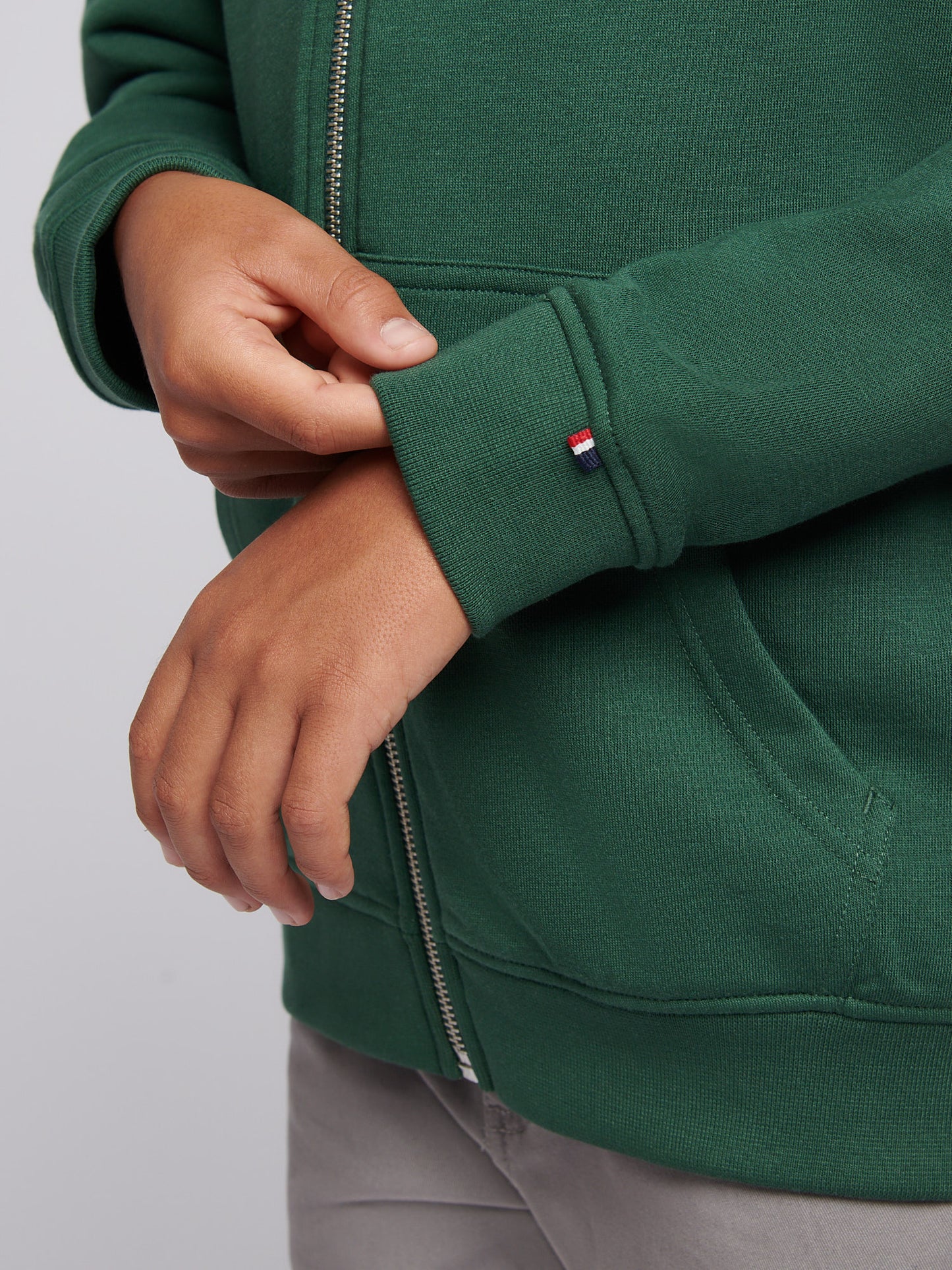 Boys Player 3 Zip Hoodie in Pineneedle