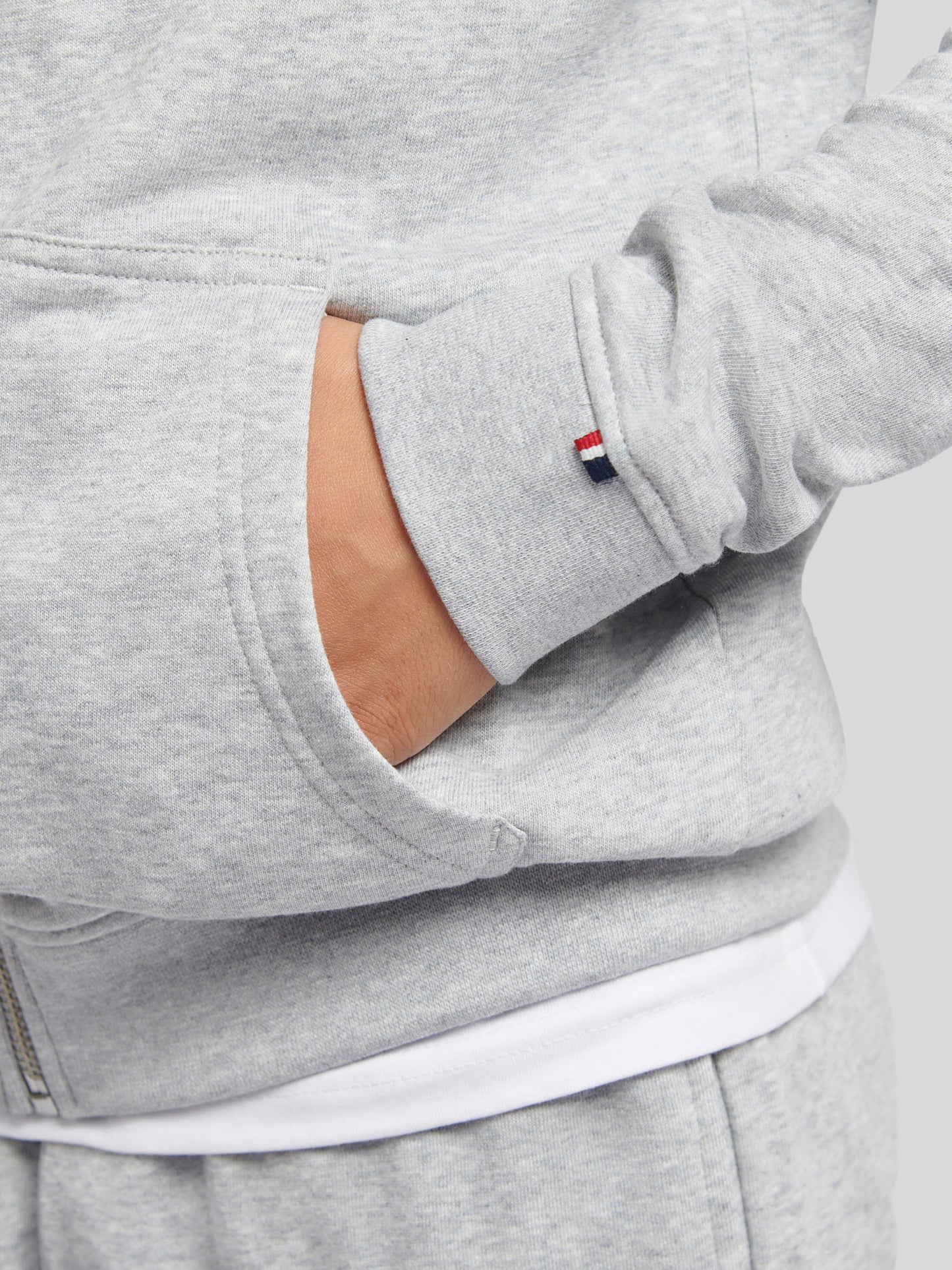 Boys Player 3 Zip Hoodie in Mid Grey Marl