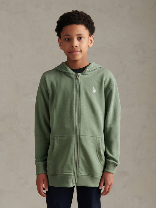 Boys Double Horsemen Zip Hoodie Sea Spray