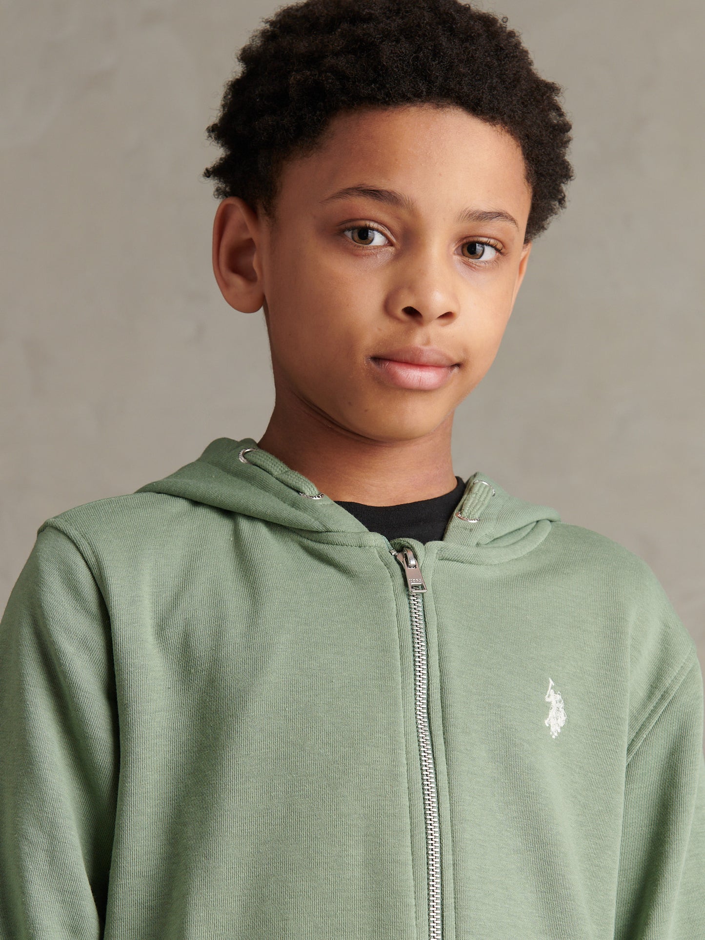 Boys Double Horsemen Zip Hoodie Sea Spray