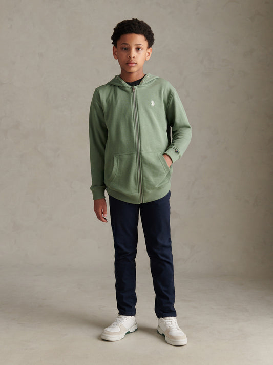 Boys Double Horsemen Zip Hoodie Sea Spray