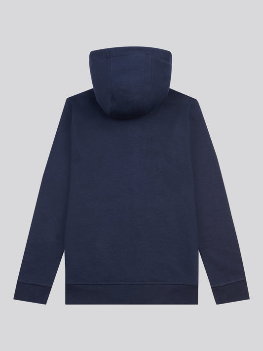 Boys Double Horsemen Zip Hoodie Dark Sapphire Navy / Haute Red DHM