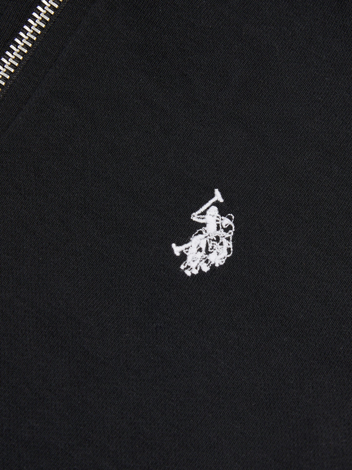 Boys Double Horsemen Zip Hoodie Black Bright White DHM