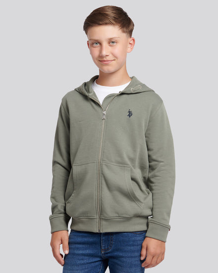Boys Double Horsemen Zip Hoodie Mulled Basil