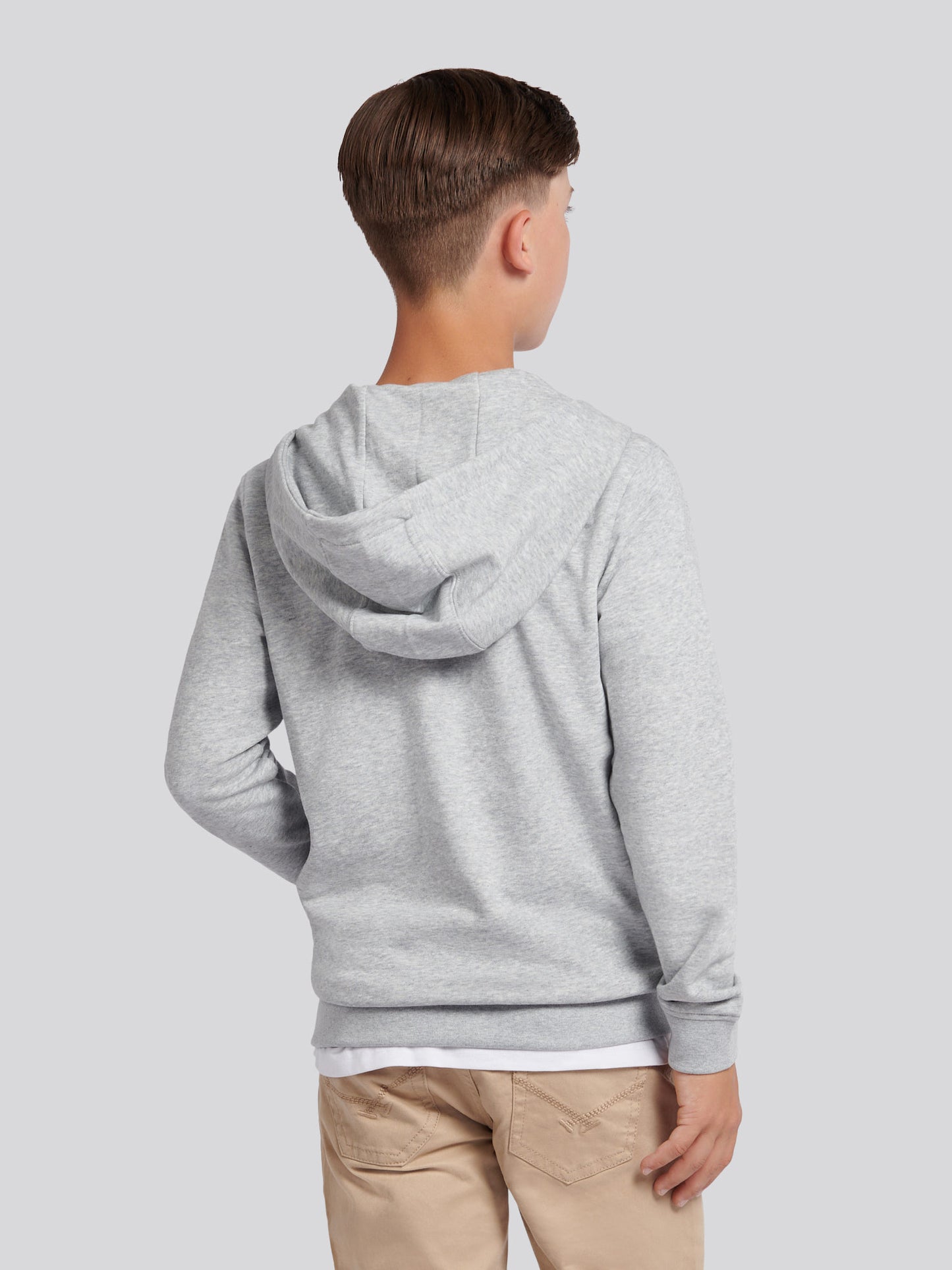 Boys Double Horsemen Zip Hoodie Mid Grey Marl
