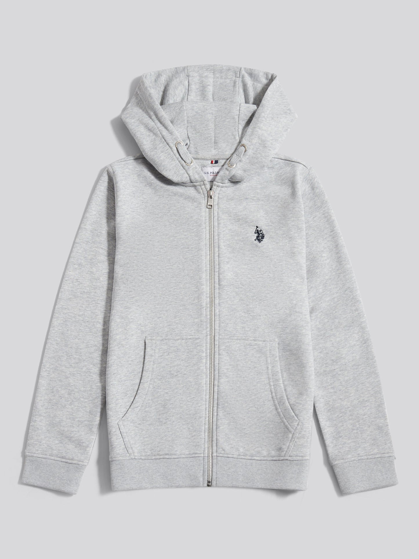 Boys Double Horsemen Zip Hoodie Mid Grey Marl