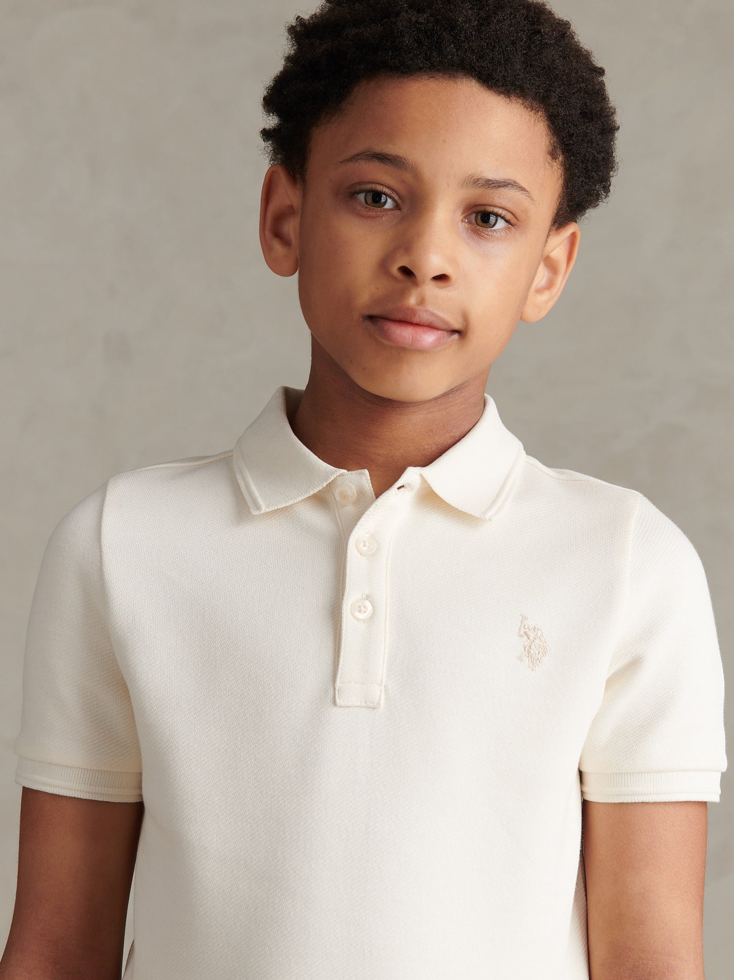 Boys Twill Texture  Polo Shirt Whisper White