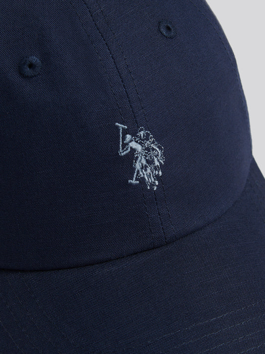 Boys Dobby Linen Blend Baseball Cap Dark Sapphire Navy / Moonlight Blue DHM