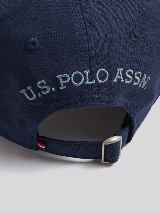 Boys Dobby Linen Blend Baseball Cap Dark Sapphire Navy / Moonlight Blue DHM