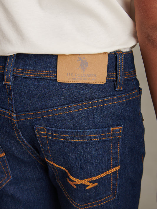 Boys Straight Fit Stretch Jeans Rinse Wash