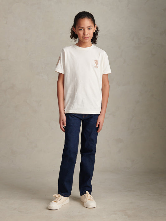 Boys Straight Fit Stretch Jeans Rinse Wash