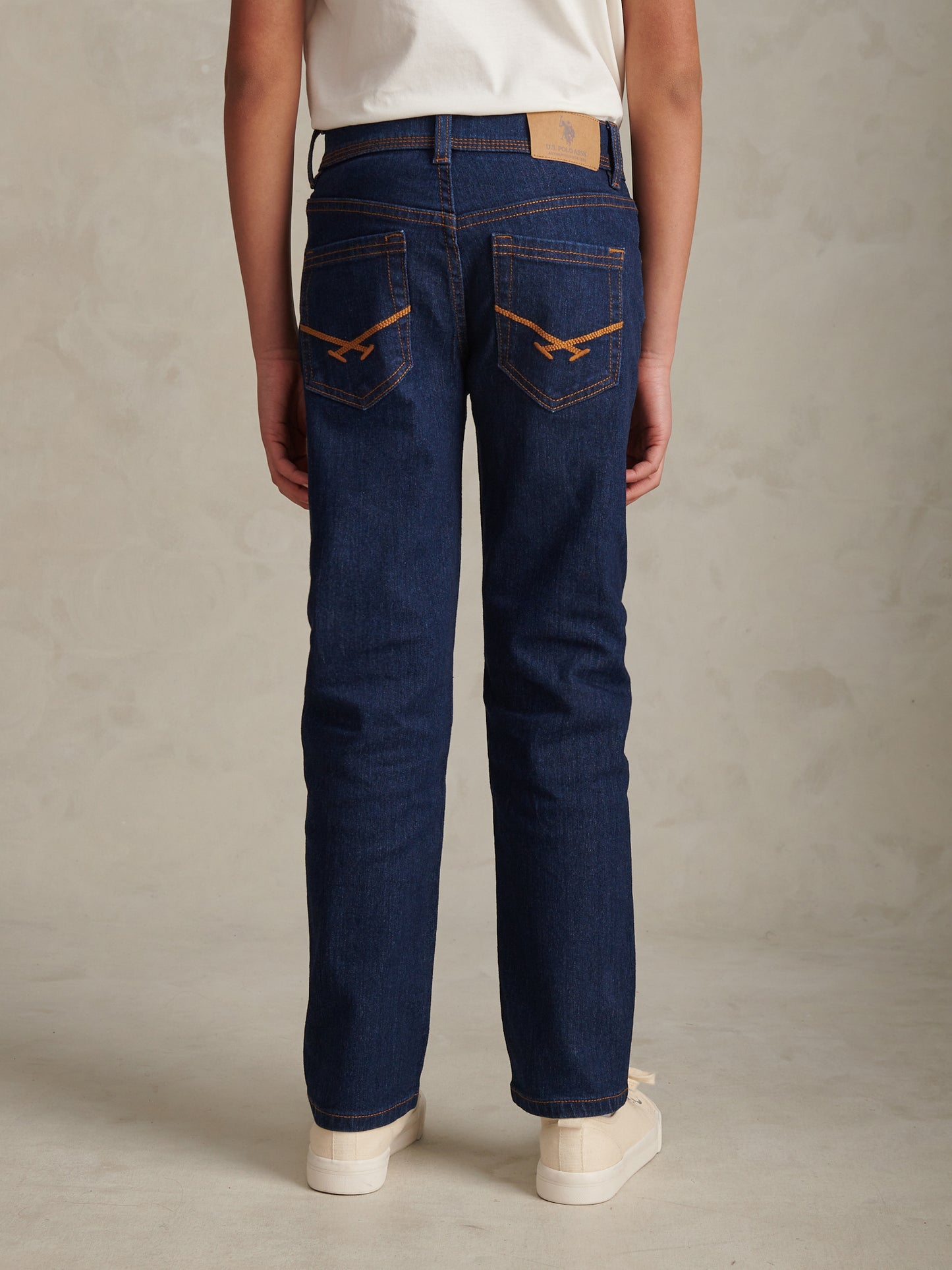 Boys Straight Fit Stretch Jeans Rinse Wash