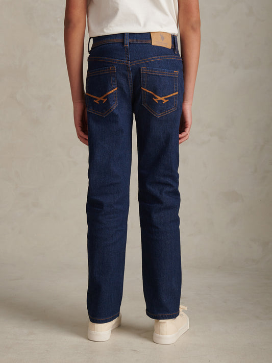 Boys Straight Fit Stretch Jeans Rinse Wash