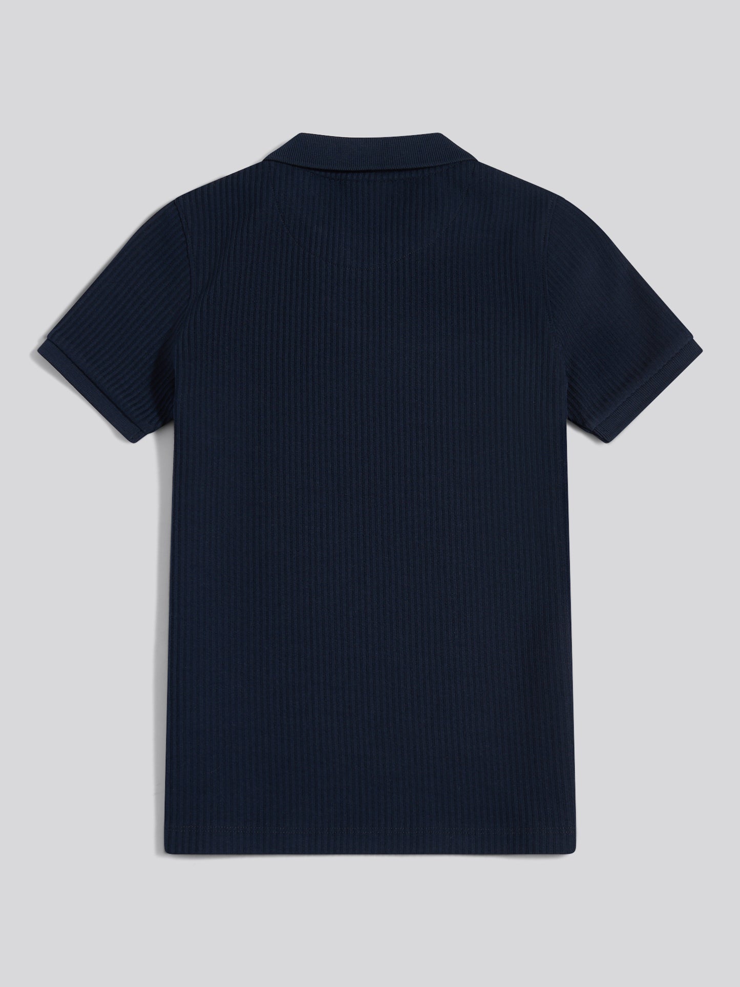 Boys Textured Open Collar Polo Shirt Dark Sapphire Navy