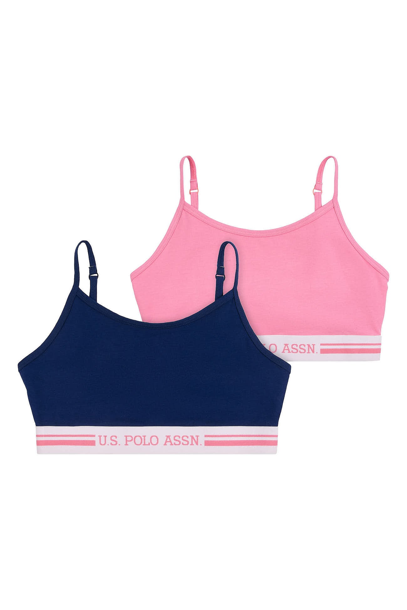 U.S. Polo Assn. Girls 2 Pack Bralettes in Medieval Blue