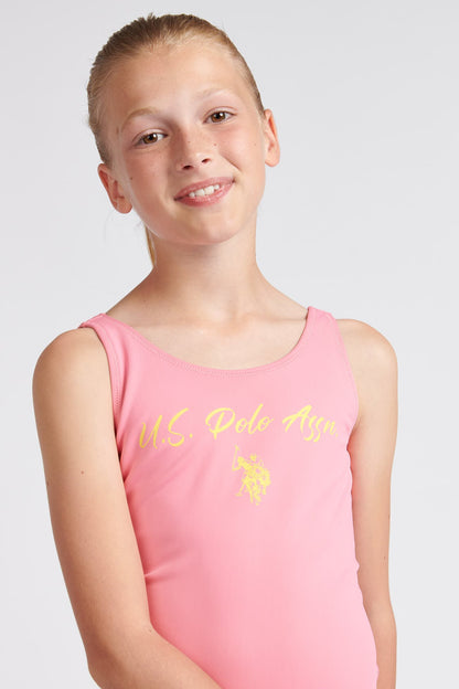 Girls Script Swimsuit in Morning Glory