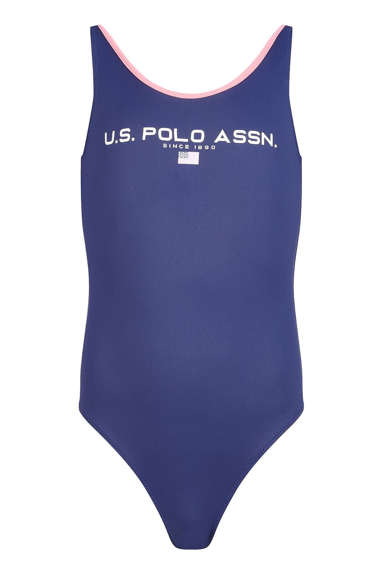 U.S. Polo Assn. Girls Sport Logo Swimsuit in Medieval Blue