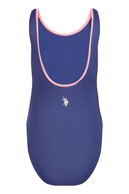 Girls Sport Logo Swimsuit in Medieval Blue