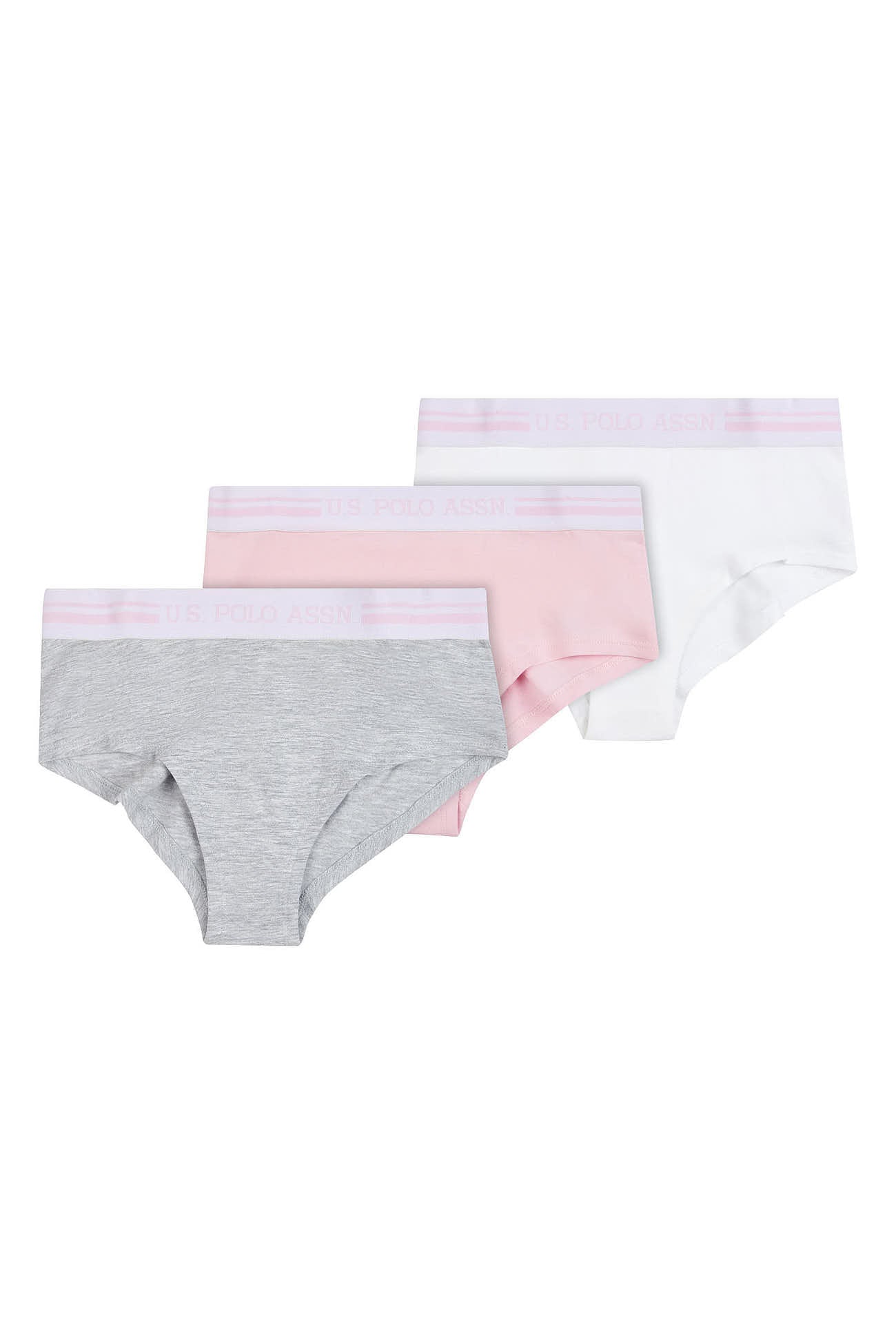 U.S. Polo Assn. Girls 3 Pack Hipster Brief Underwear in Pink