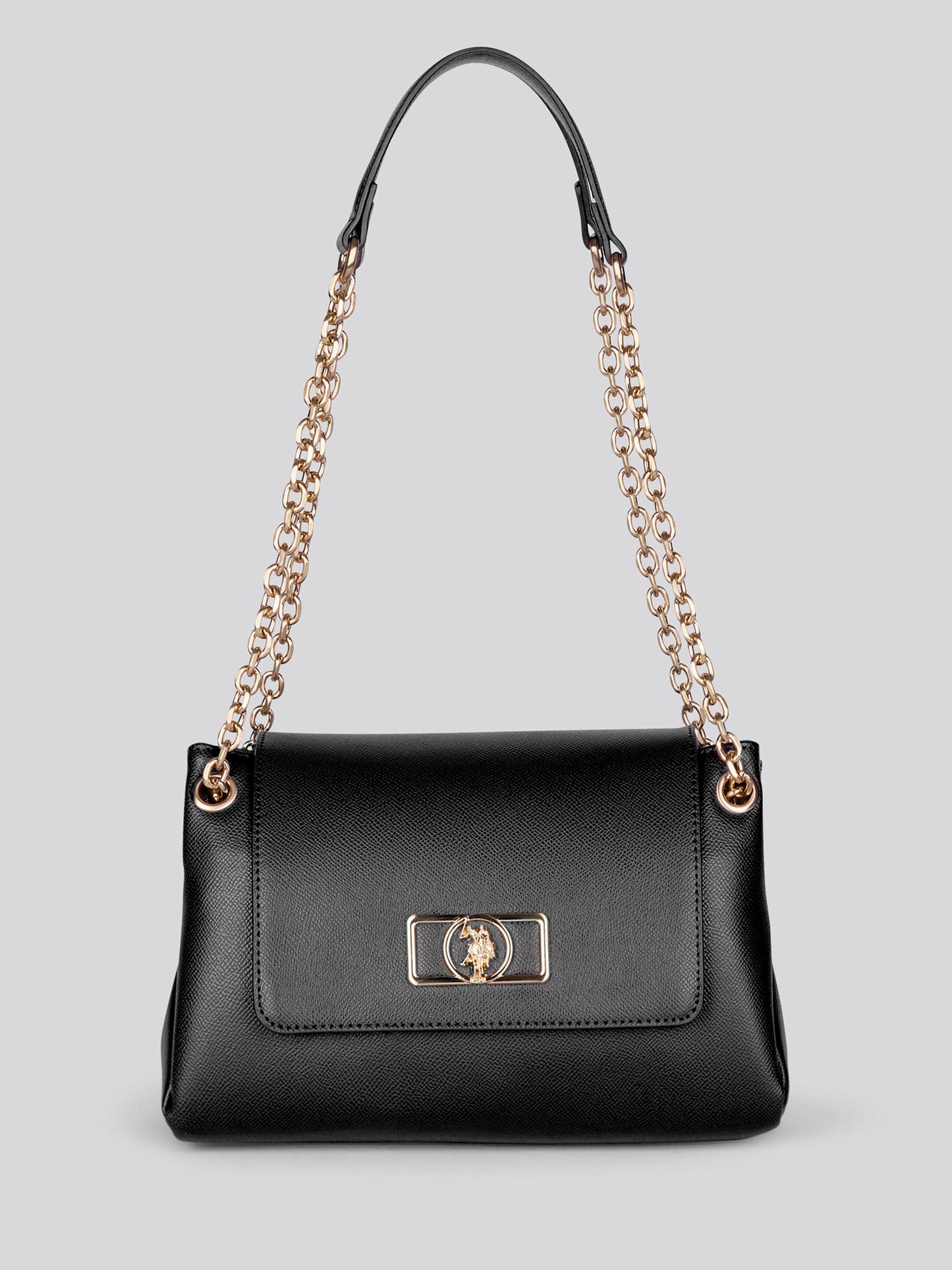 Womens Jones Chic Flap Chain Crossbody Bag in Black