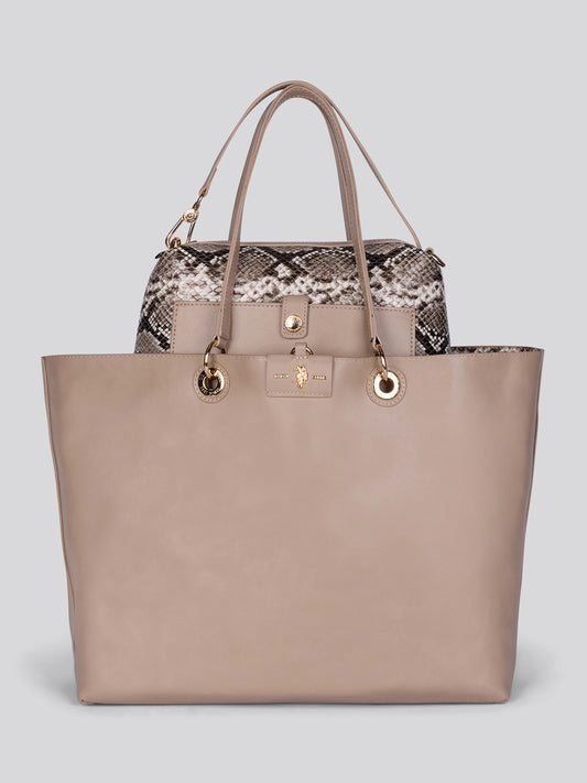 Womens Axtell Reversible Shopping Bag in Light Taupe