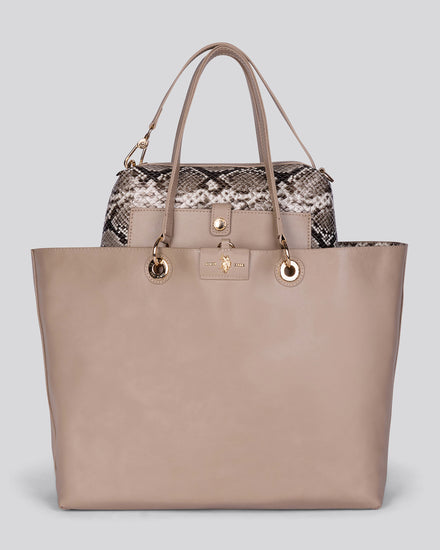Womens Axtell Reversible Shopping Bag in Light Taupe