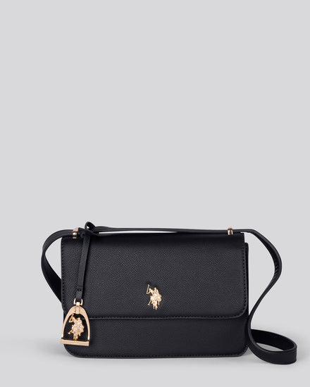 Womens Jones Small Flap Crossbody Bag in Black