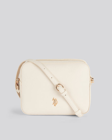 Womens Mansion Double Zip Crossbody Bag in Off White