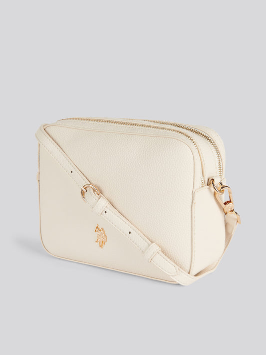 Womens Mansion Double Zip Crossbody Bag in Off White