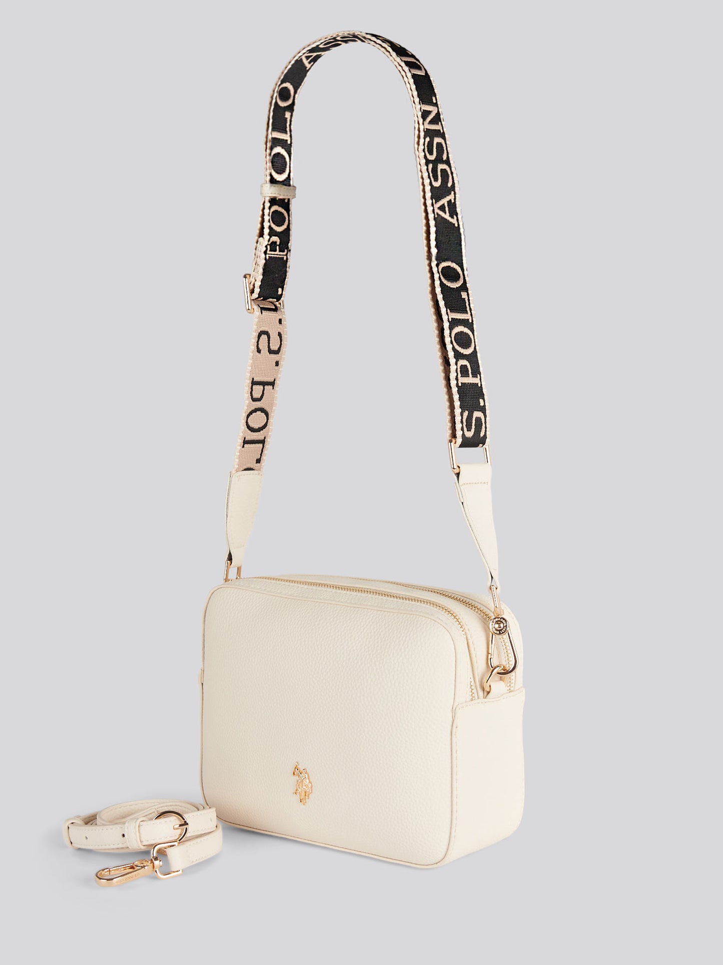 Womens Mansion Double Zip Crossbody Bag in Off White