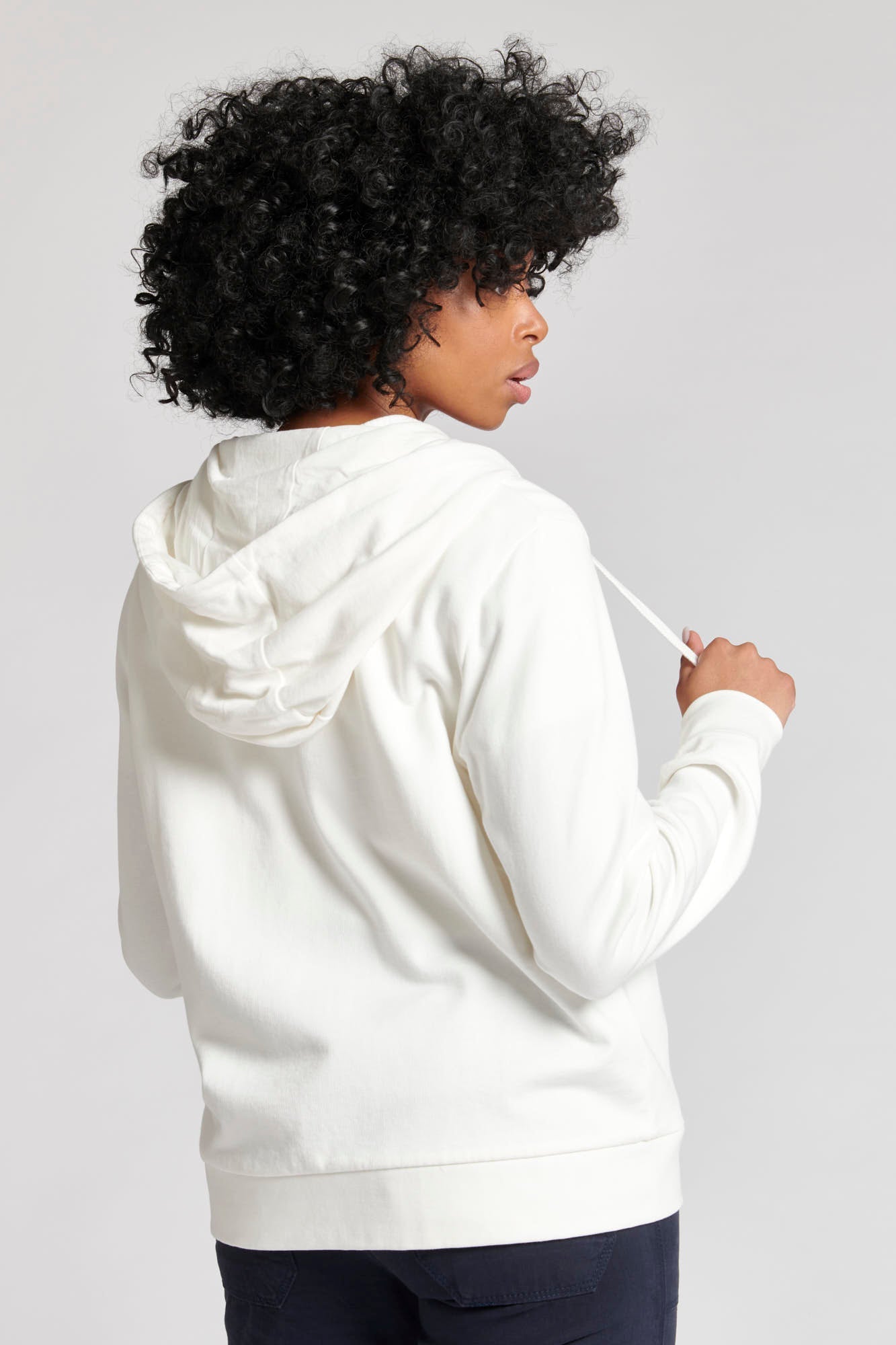 Womens Zip-Through Hoodie in Star White