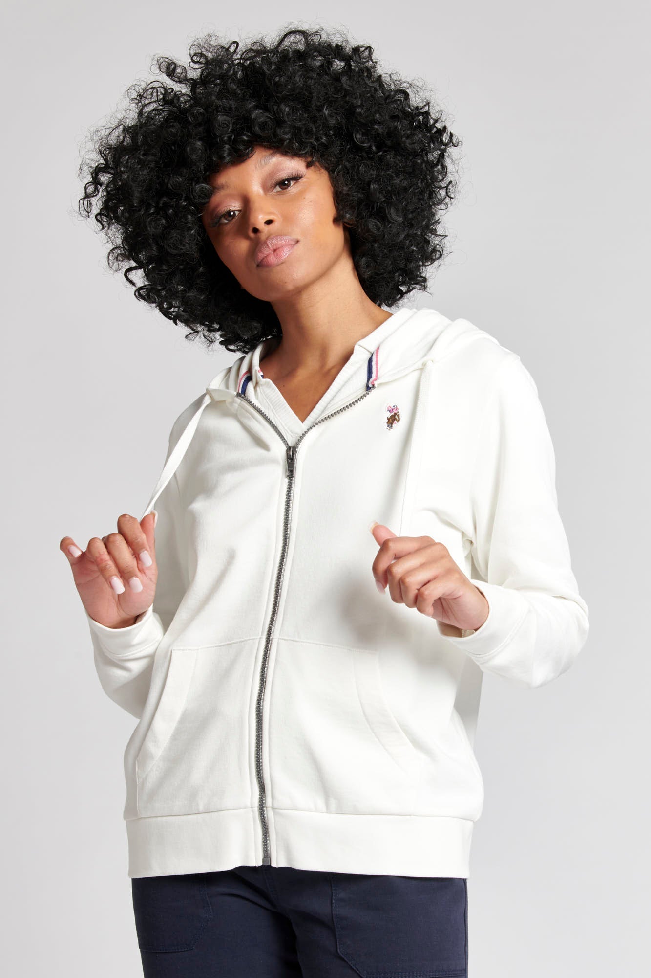 Womens Zip-Through Hoodie in Star White