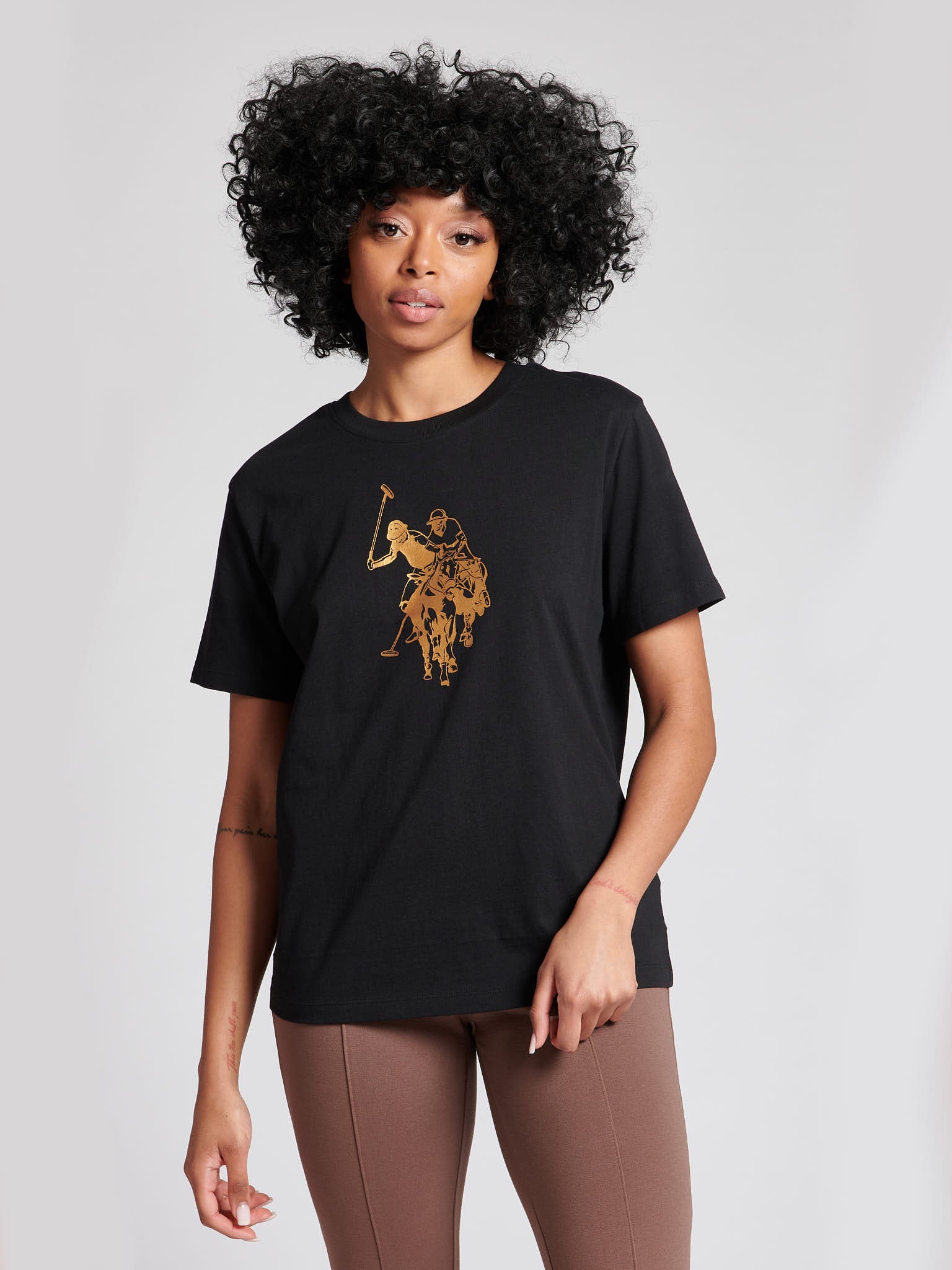 Womens Gold Logo T-Shirt in Black