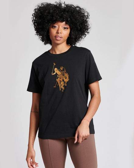 Womens Gold Logo T-Shirt in Black