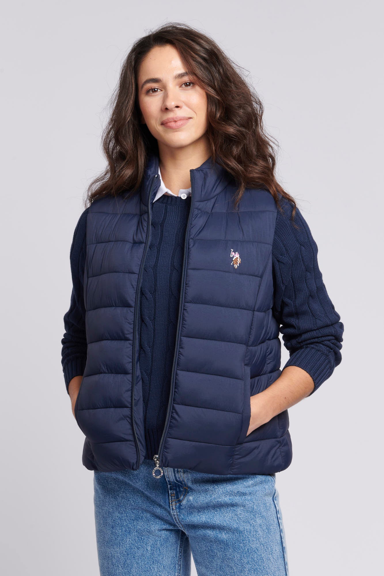 Womens Lightweight Puffer Gilet in Navy Iris