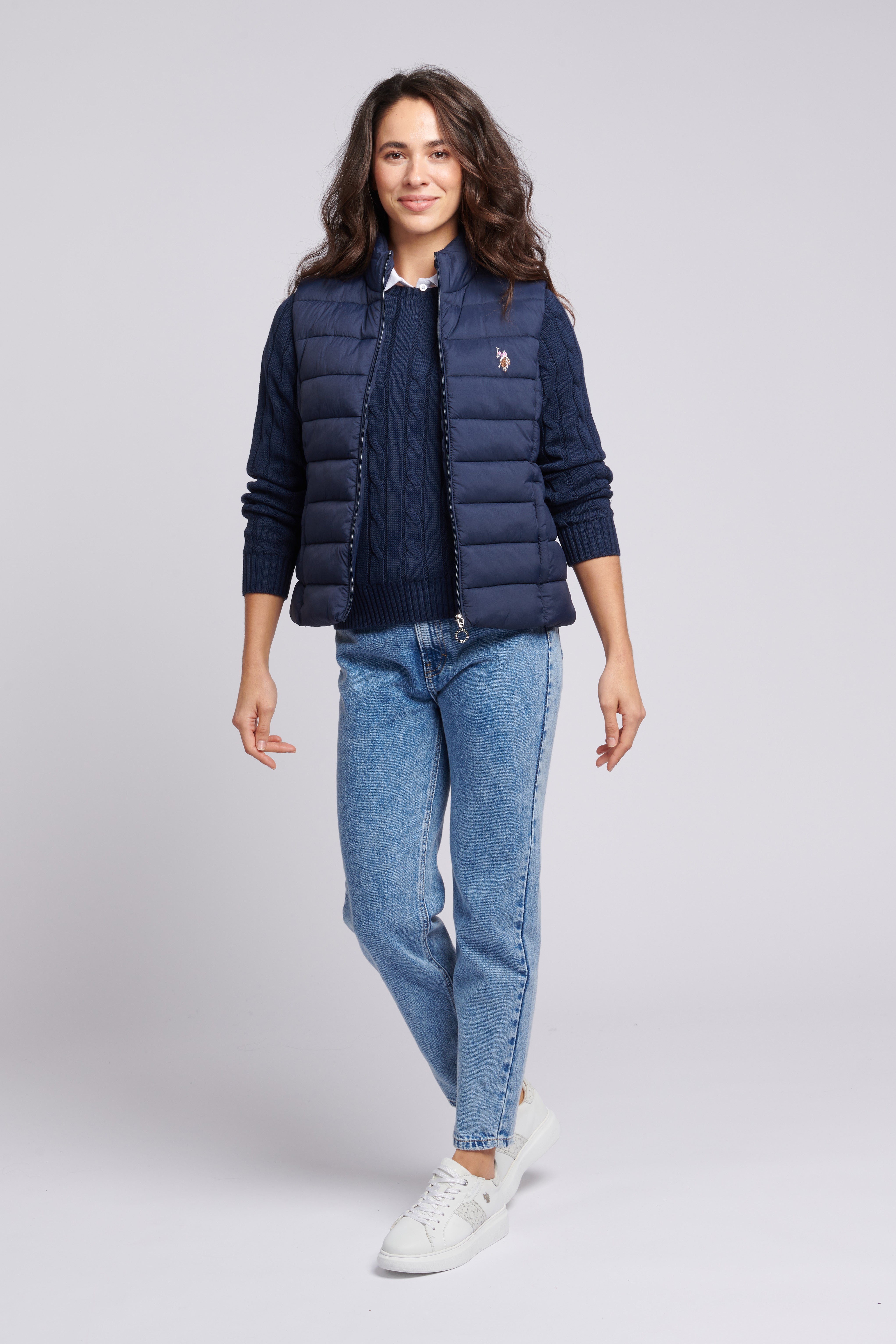 Womens Lightweight Puffer Gilet in Navy Iris