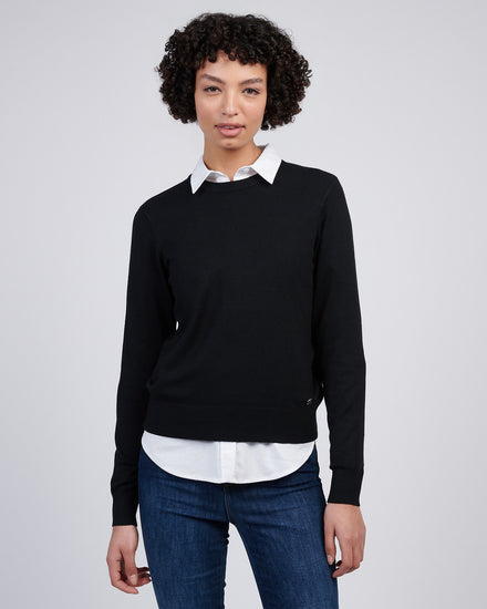Womens Crew Neck Jumper in Black