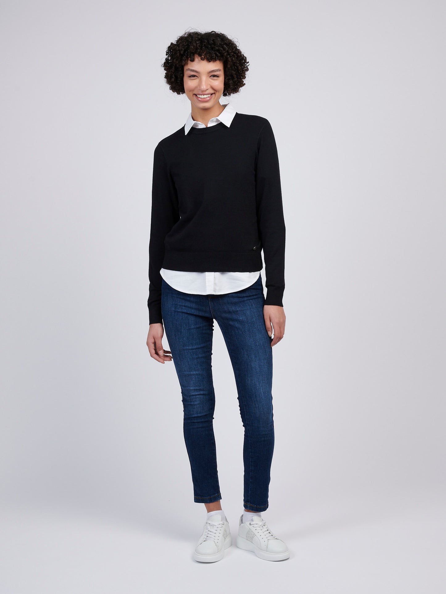 Womens Crew Neck Jumper in Black