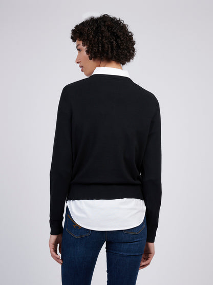 Womens Crew Neck Jumper in Black