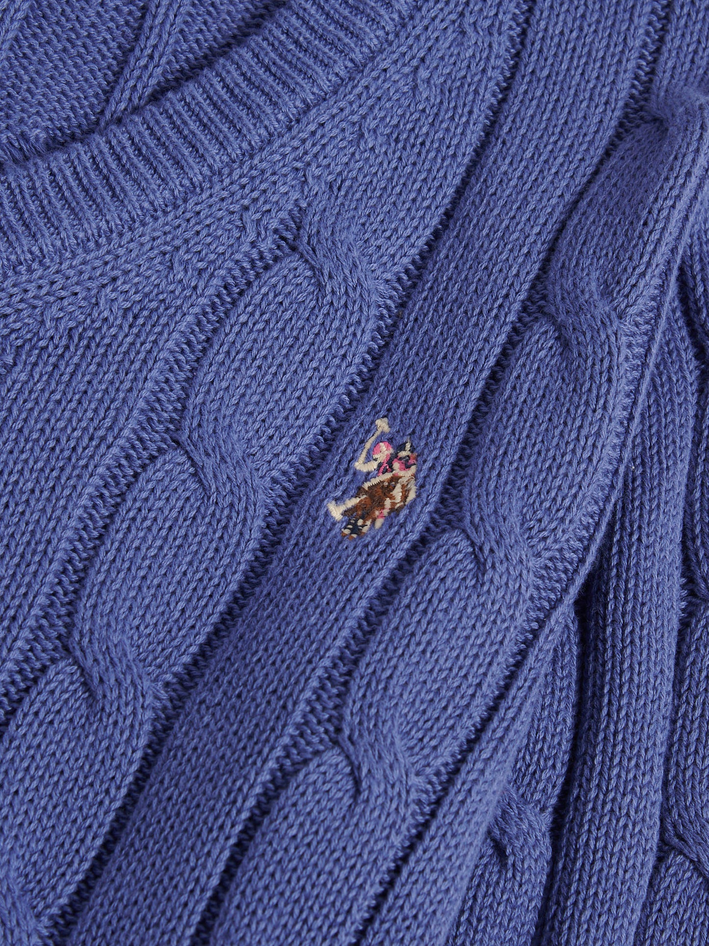 Womens V-Neck Cable Jumper in Marlin