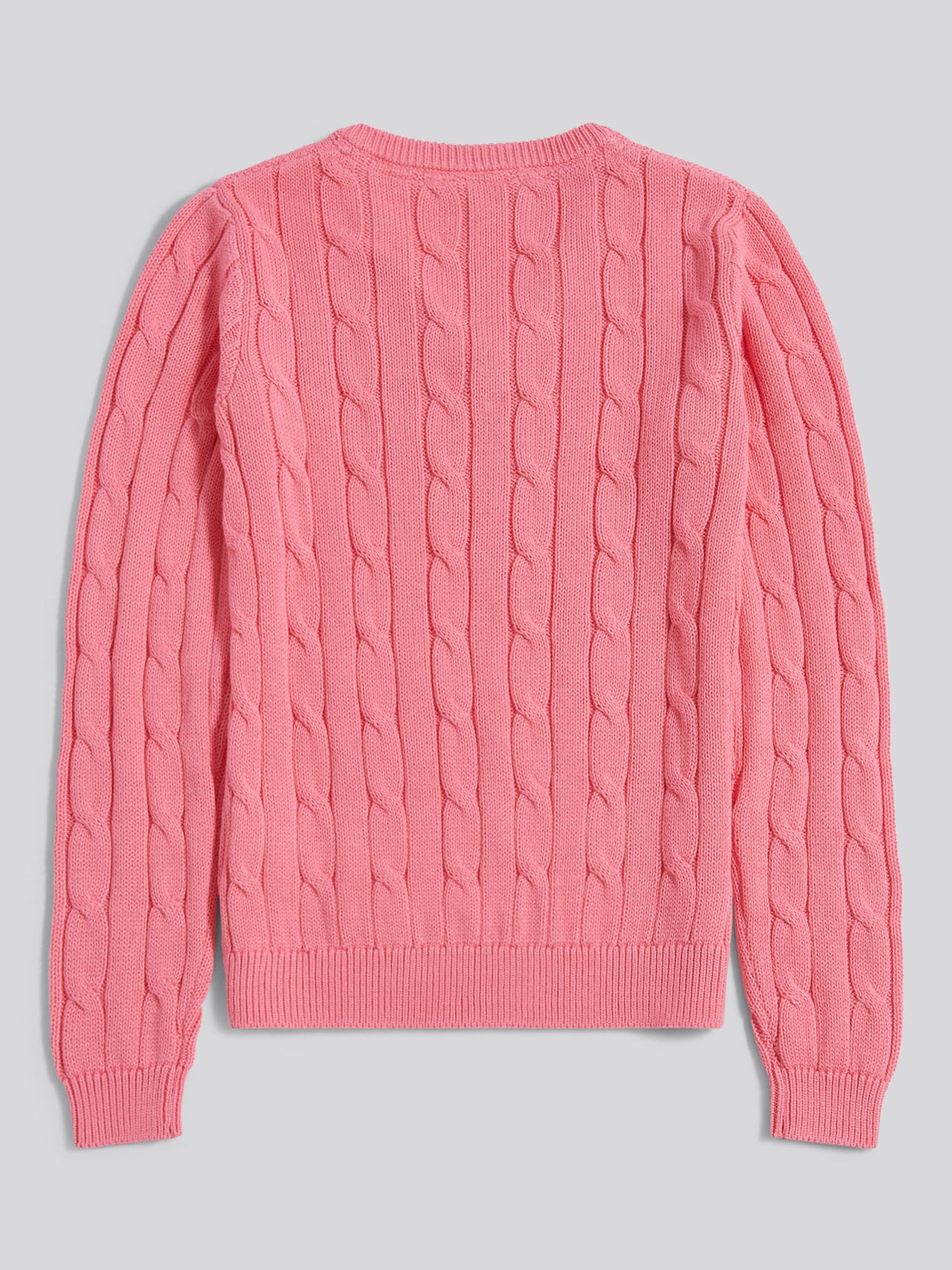 Womens V-Neck Cable Jumper Pink Bubblegum