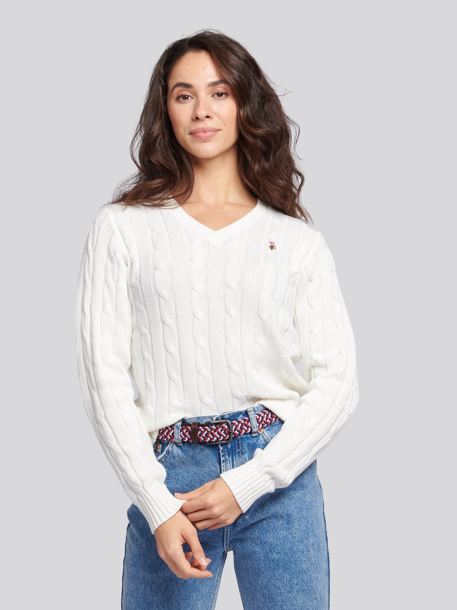 Girls Cable Knit Jumper Marshmallow