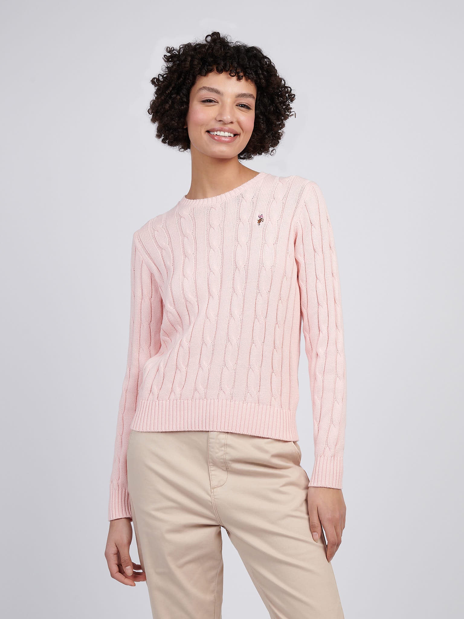 Stripe Cable Knit Jumper Crystal Rose