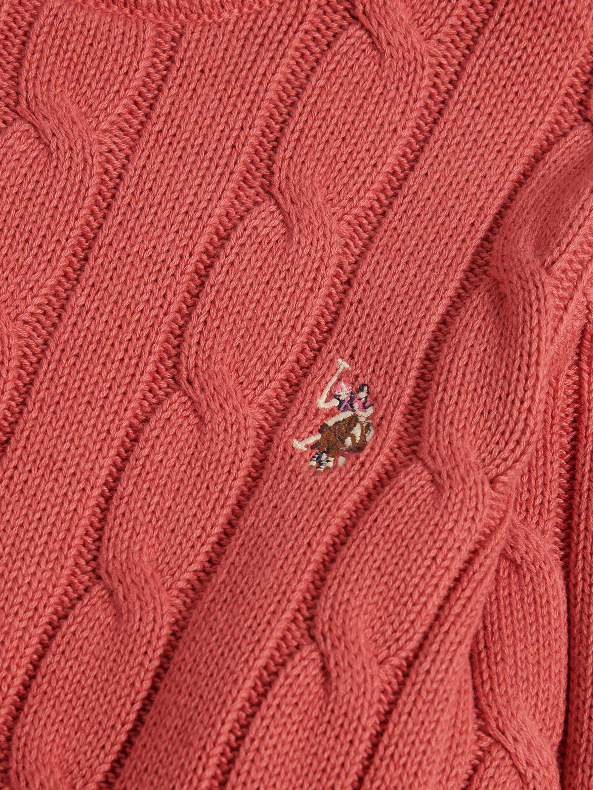 Womens Crew Neck Cable Jumper Mineral Red